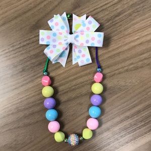 Spring / Easter necklace and matching hair bow
